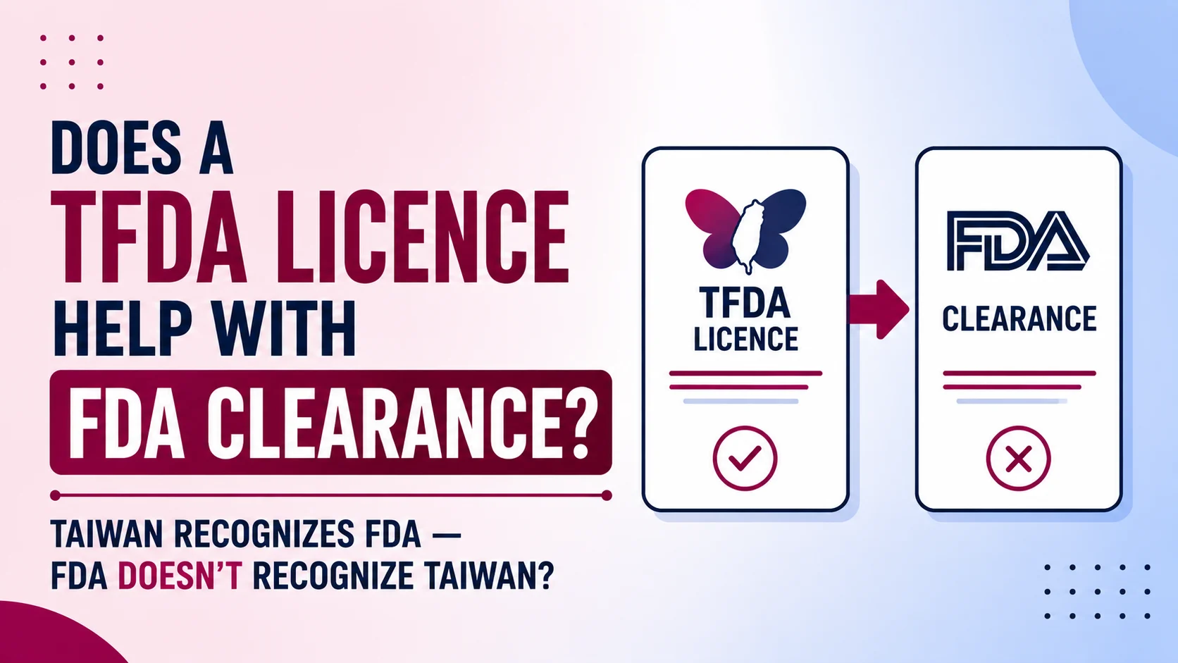 Does a TFDA Licence Help With FDA Clearance? Taiwan Recognizes FDA — FDA Doesn't Recognize Taiwan?